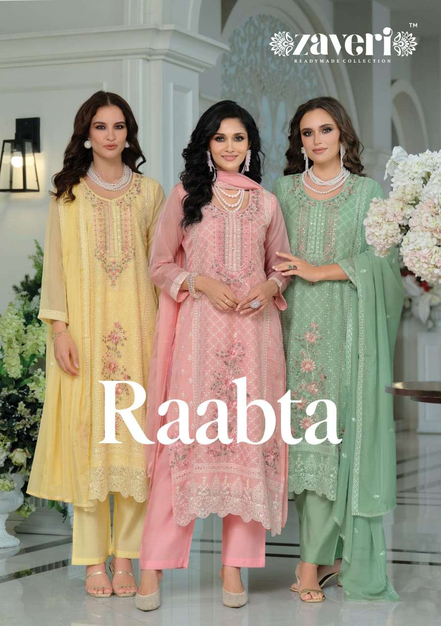 ZAVERI RAABTA 1886 TO 1888 SERIES PURE ORGANZA EMBROIDERY PRINTED DRESSES-00289
