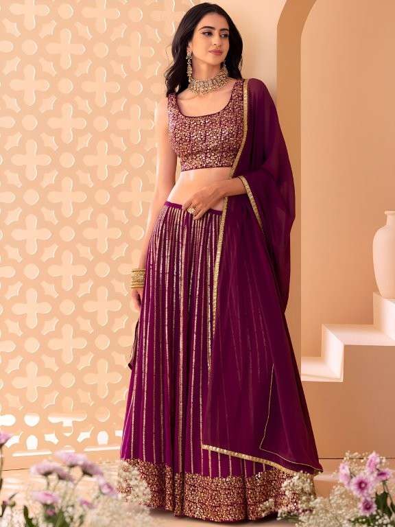 ZEEL CLOTHING VOL-27 SERIES PURE GEORGETTE EMBROIDERY PRINTED LEHENGAS-00139