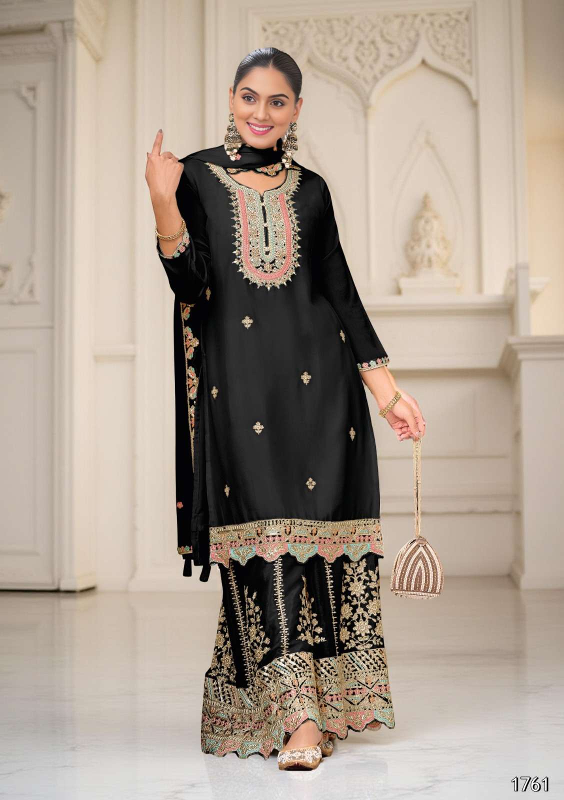 ZEEYA VOL-1 BY ASLIWHOLESALE DESIGNER 1761 TO 1762 SERIES PURE CHINON EMBROIDERY DRESSES-00019