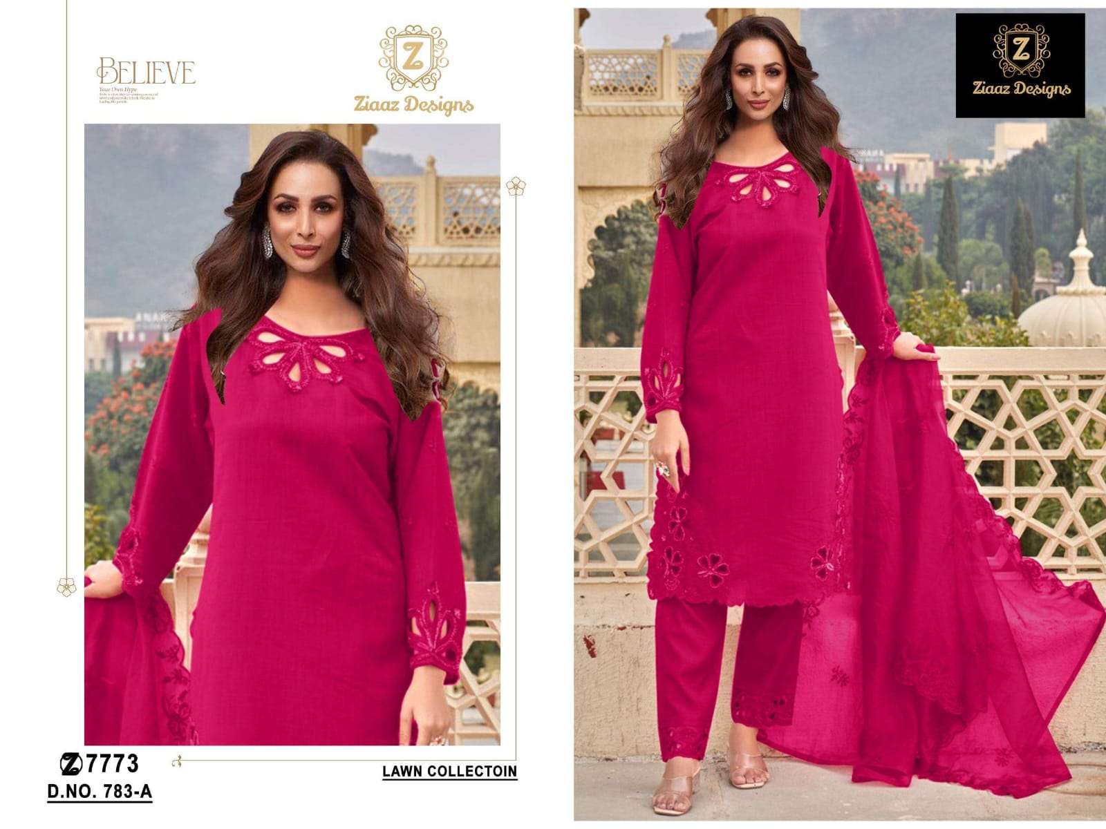 ZIAAZ 783 COLOUR PURE HEAVY COTTON EMBROIDERY PAKISTANI DRESS-00201