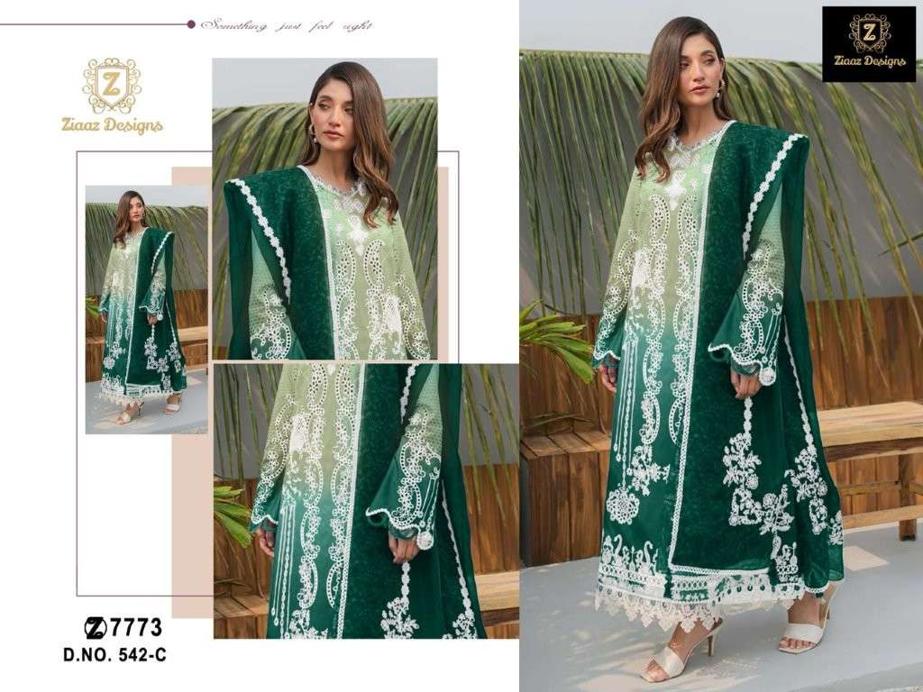 ZIAAZ DESIGNS 542 COLOURS HEAVY CAMBRIC COTTON EMBROIDERED DRESSES-00201