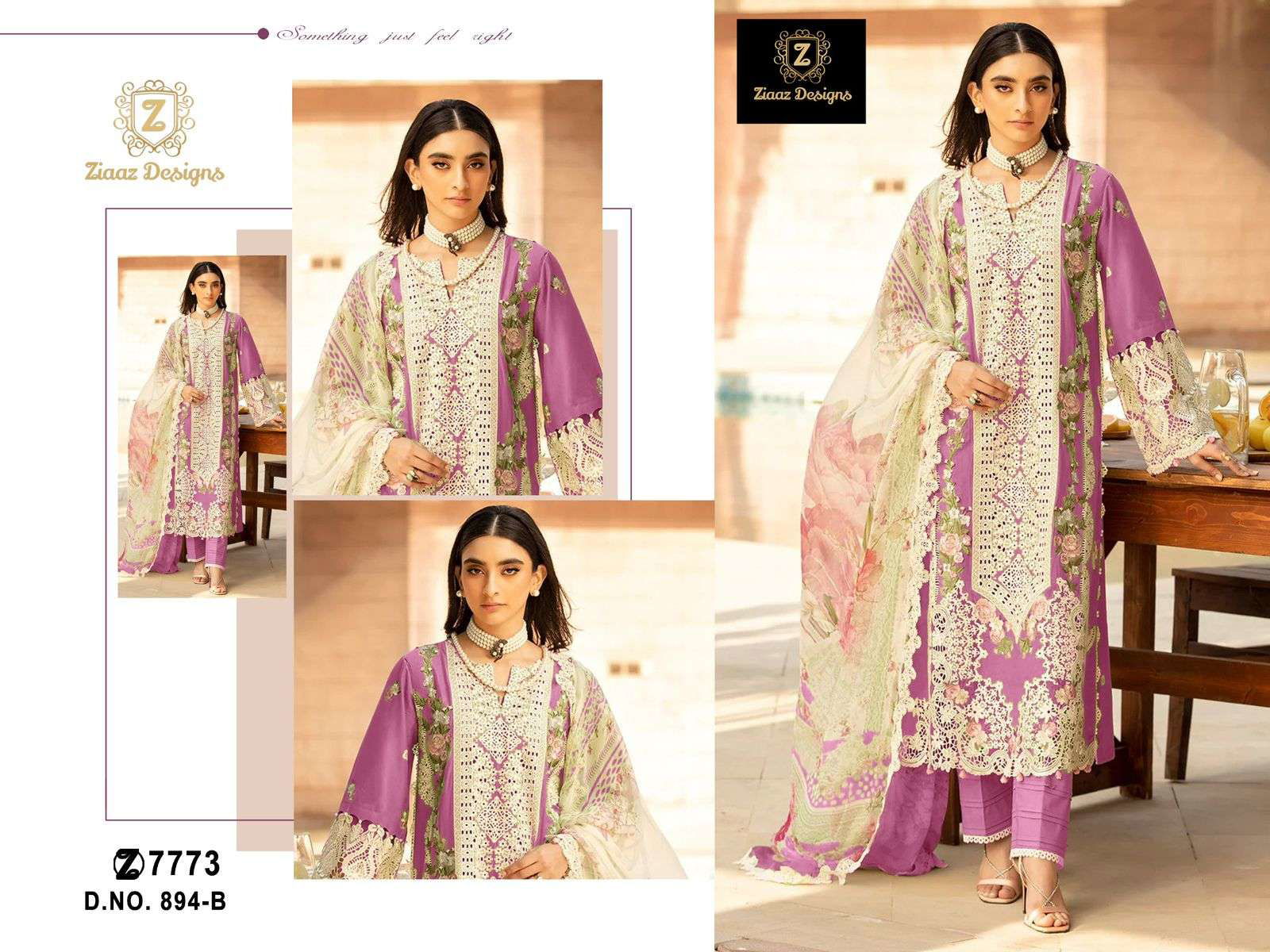 ZIAAZ DESIGNS 894-B PURE COTTON EMBROIDERY DRESSES-00201
