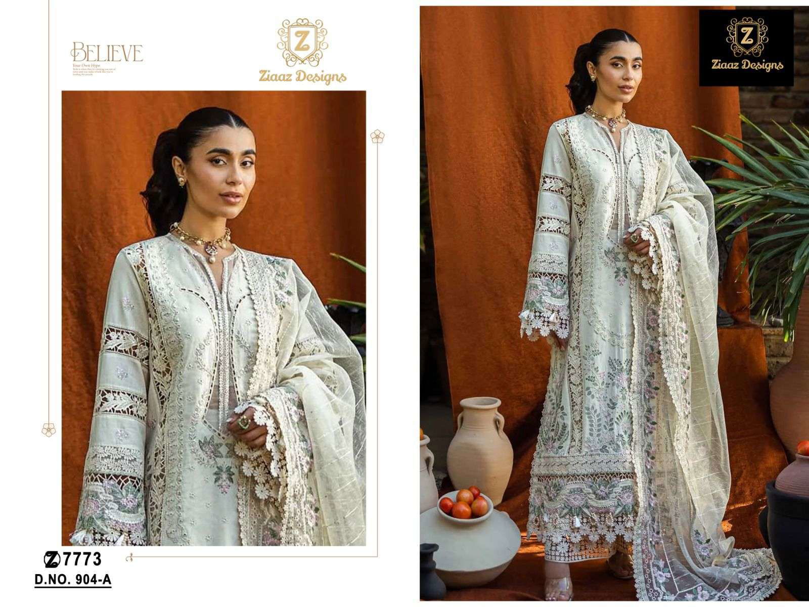 ZIAAZ DESIGNS 904-A TO 904-B SERIES PURE COTTON EMBROIDERY DRESSES-00201
