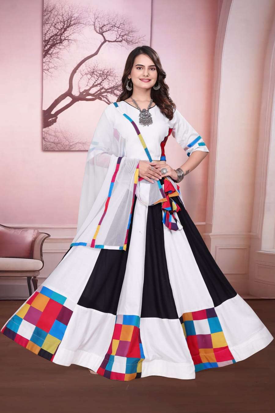 1252 HIT BY ASLIWHOLESALE DESIGNER PURE RAYON COTTON EMBROIDERY NAVRATRI LEHENGAS-00283 