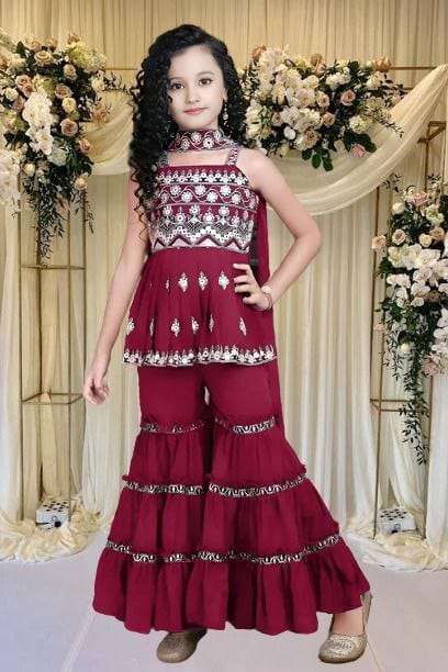126 SERIES BY ASLIWHOLESALE DESIGNER PURE CREP EMBROIDERY KIDS DRESSES-00293
