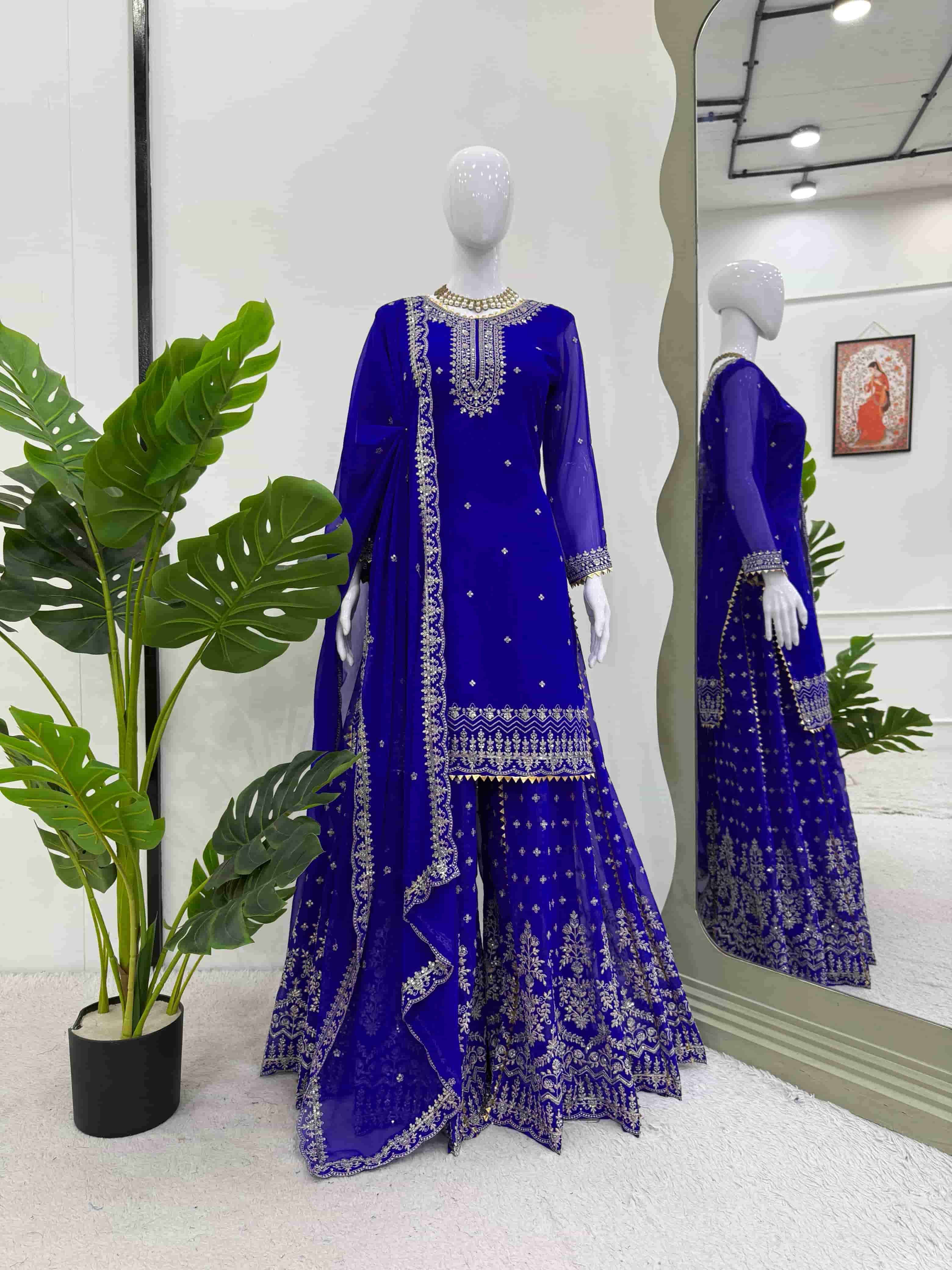 1523 HIT COLOUR BY ASLIWHOLESALE DESIGNER PURE FAUX GEORGETTE EMBROIDERY DRESSES-00241
