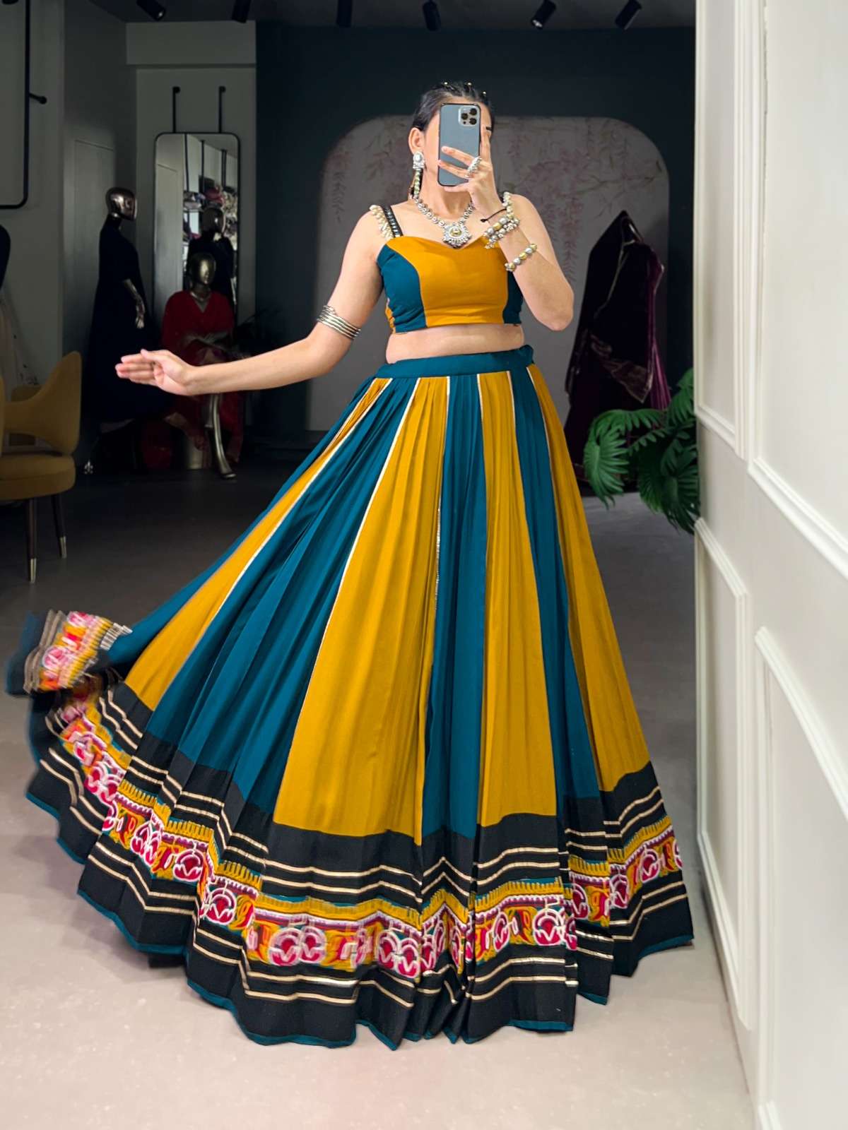 1619 COLOUR BY ASLIWHOLESALE DESIGNER PURE RAYON NAVRATRI LEHENGA-00195