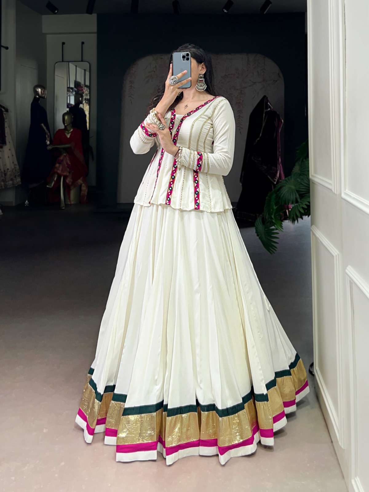 1667 COLOUR BY ASLIWHOLESALE DESIGNER PURE RAYON NAVRATRI LEHENGA-000195