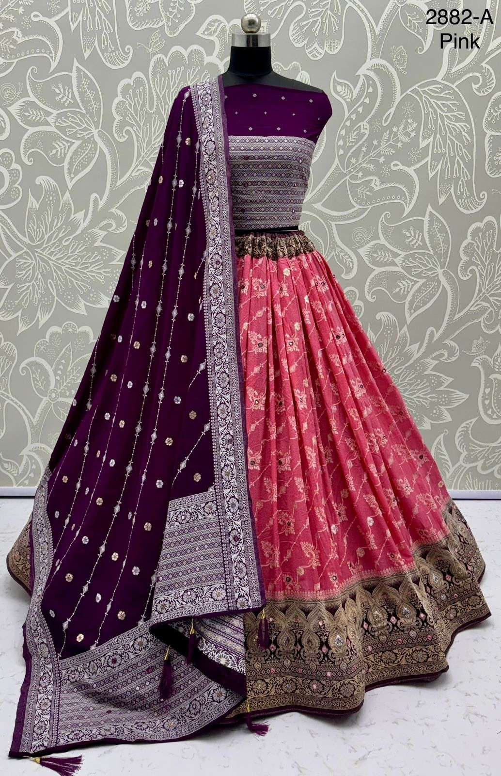 2882 HIT COLOUR BY ASLIWHOLESALE DESIGNER PURE GEORGETTE LEHENGAS-00130
