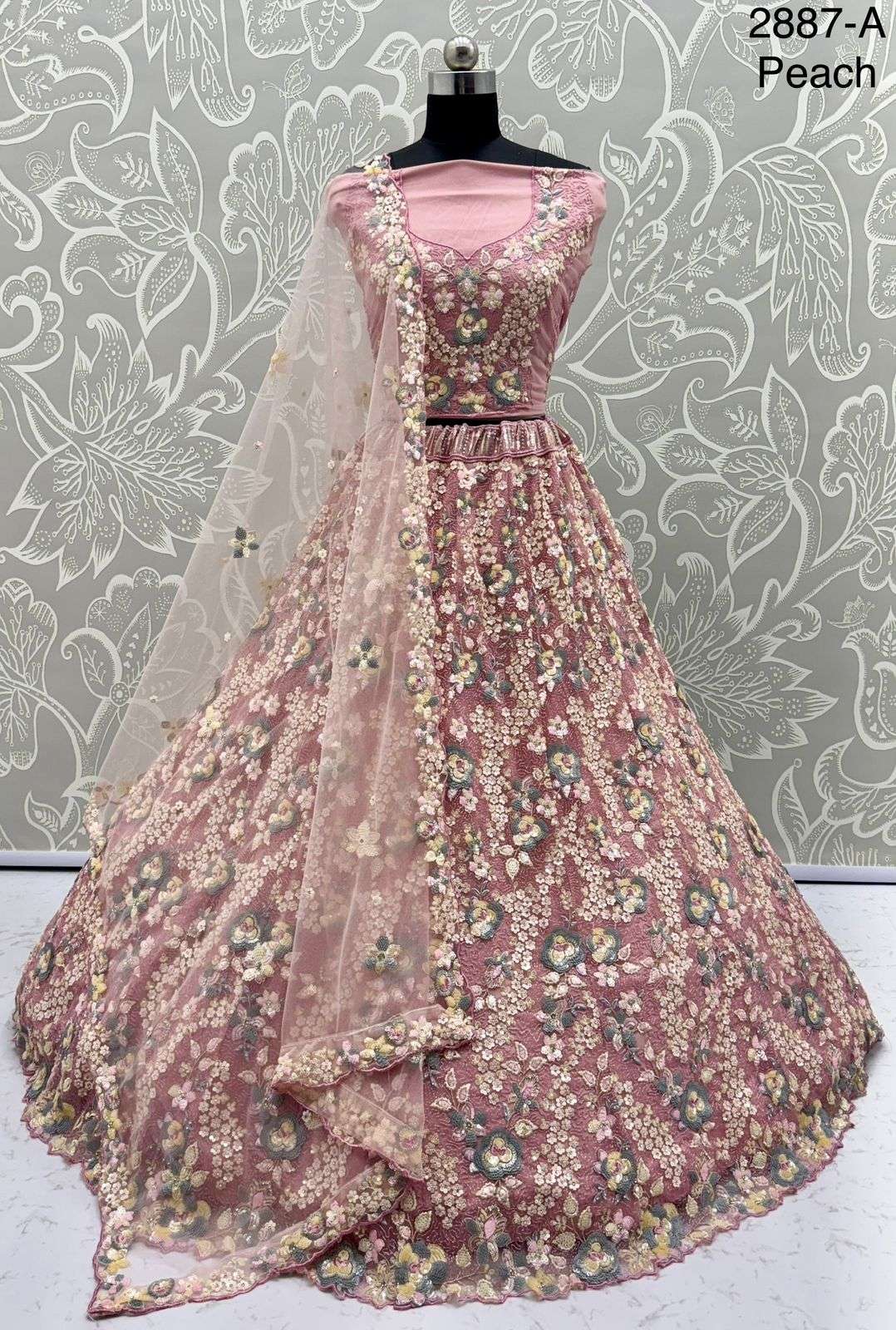 2887 HIT COLOUR BY ASLIWHOLESALE DESIGNER PURE NET SEQUNCE LEHENGAS-00130