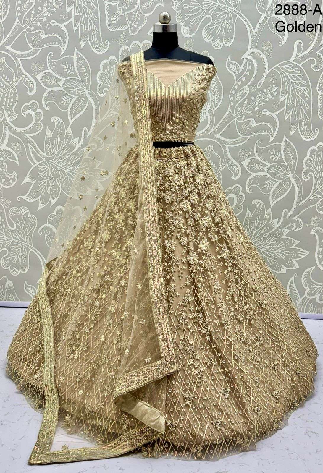 2888 HIT COLOUR BY ASLIWHOLESALE DESIGNER PURE NET EMBROIDERY LEHENGAS-00130