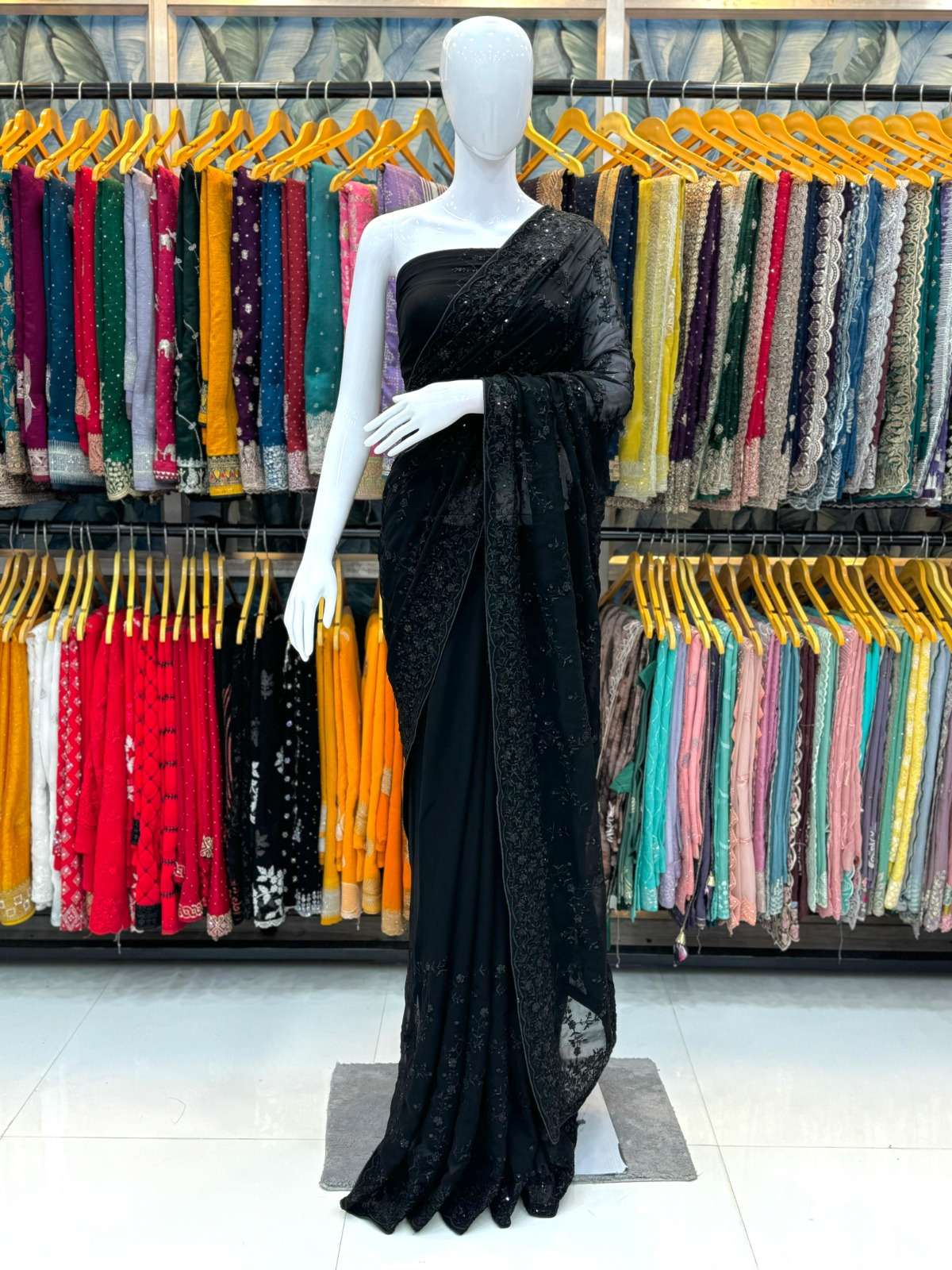 3754 COLOUR BY ASLIWHOLESALE DESIGNER PURE FANCY 60 GRAM EMBROIDERY SAREES-00103