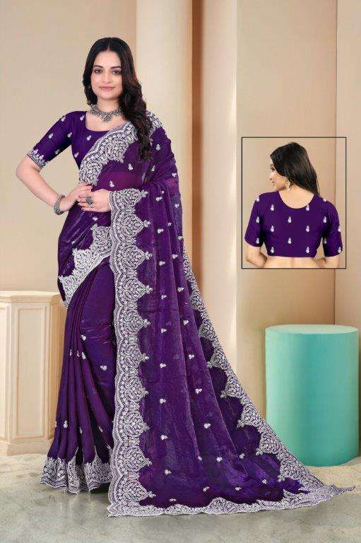 4856 COLOUR BY ASLIWHOLESALE DESIGNER PURE SATIN EMBROIDERY SAREES-00103