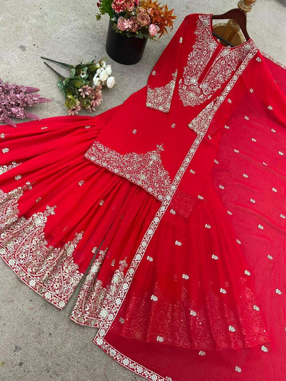 5294 HIT COLOUR BY ASLIWHOLESALE DESINGER PURE FAUX GEORGETTE EMBROIDERY PRINTED DRESSES-00262