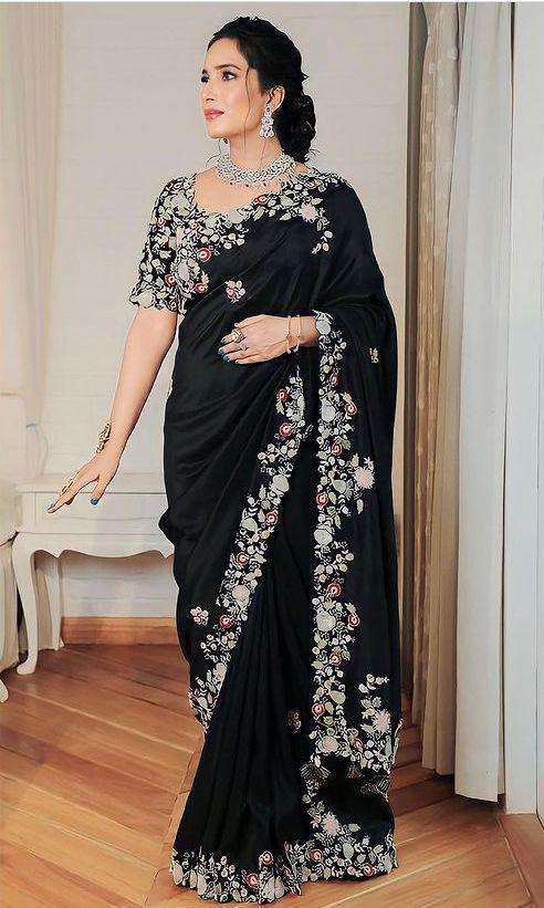 533 COLOUR BY ASLIWHOLESALE DESIGNER PURE FAUX GEORGETTE EMBROIDERY SAREES-00285