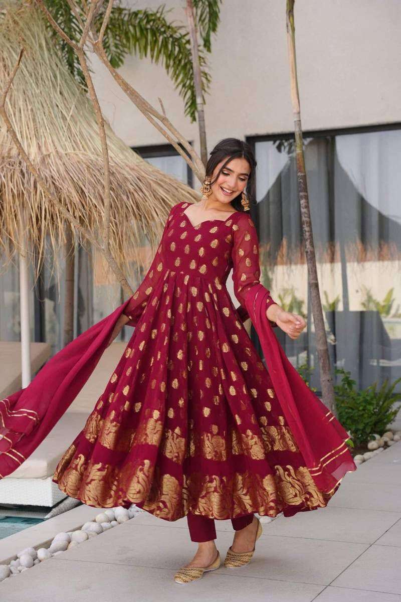 5908 HIT COLOUR BY ASLIWHOLESLE DESIGNER PURE JACQUARD EMBROIDERY DRESSES-00242