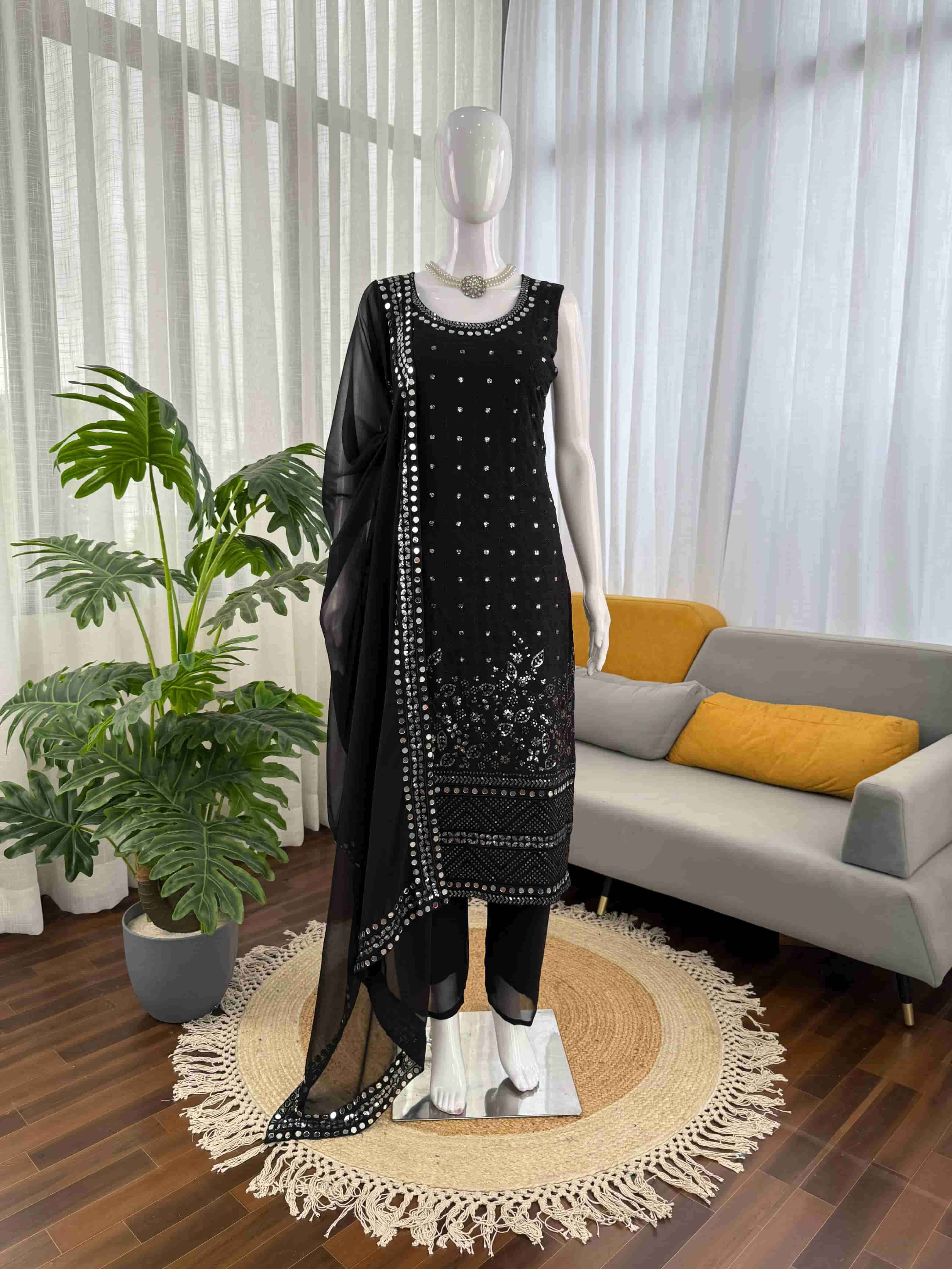 5912 HIT COLOUR BY ASLIWHOLESALE DESIGNER PURE FAUX GEORGETTE EMBROIDERY DRESSES-00242