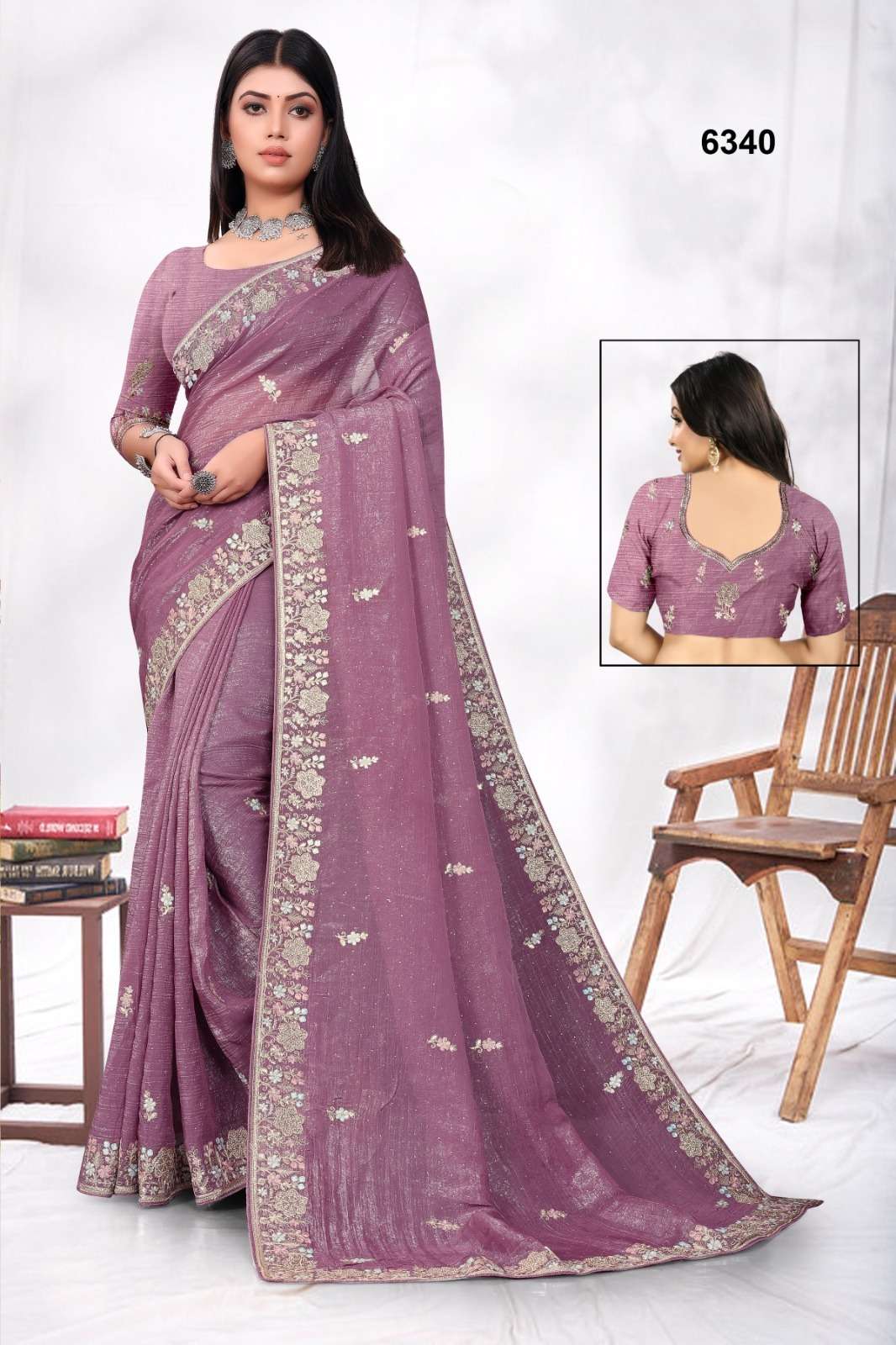 6340 COLOUR BY ASLIWHOLESALE DESIGNER PURE STAR LINK FANCY EMBROIDERY SAREES-00103