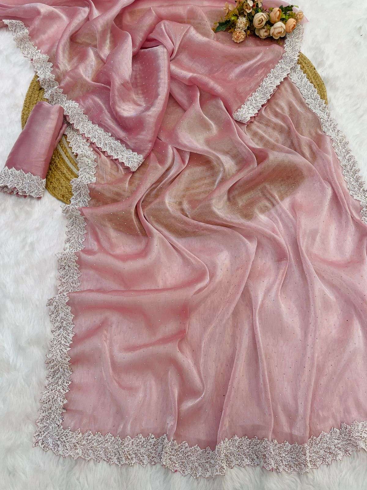 660 COLOUR BY ASLIWHOLESALE DESIGNER PURE JIMMY CHOO SILK EMBROIDERY SAREES-00285