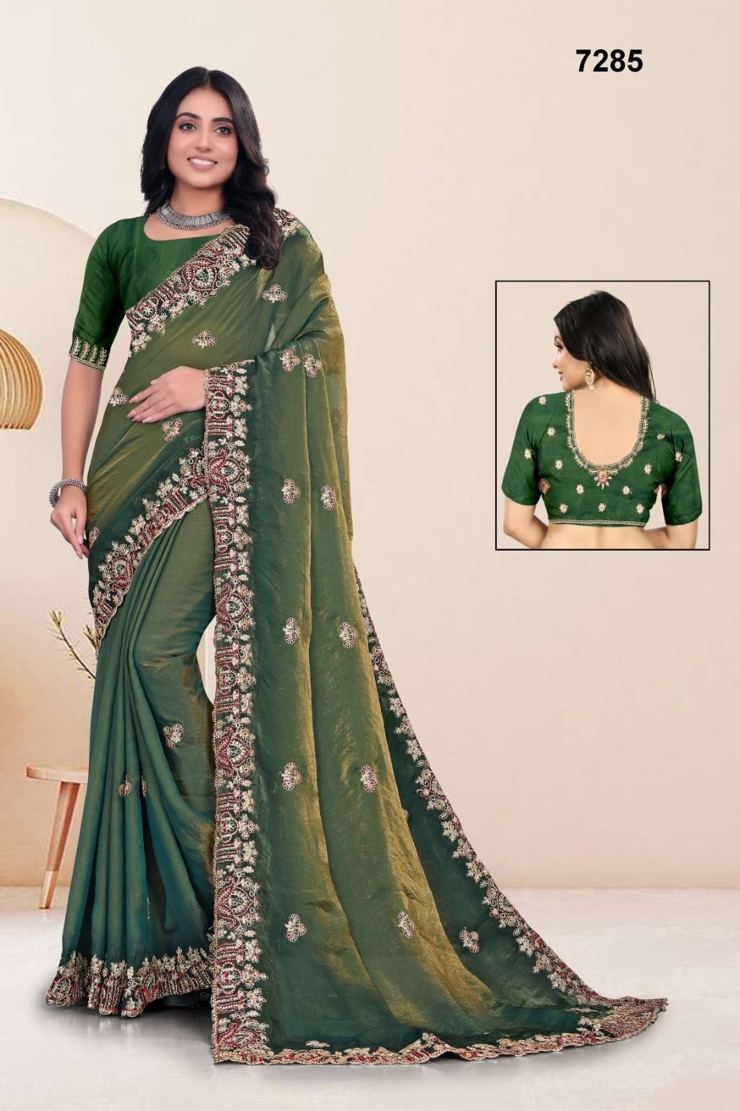 7285 COLOUR BY ASLIWHOLESALE DESIGNER PURE FANCY EMBROIDERY SAREES-00103
