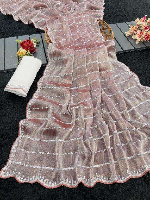 734 COLOUR NX BY ASLIWHOLESALE DESIGNER PURE CHIFFON EMBROIDERY SAREES-00285