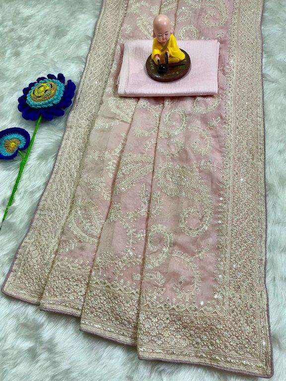 764 COLOUR BY ASLIWHOLESALE DESIGNER PURE ORGANZA SILK EMBROIDERY SAREES-00285