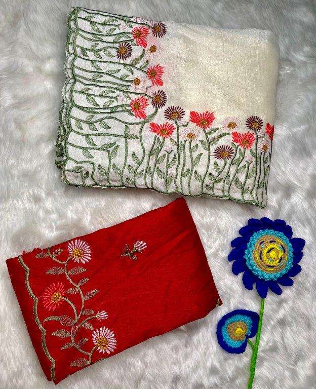 765 COLOUR BY ASLIWHOLESALE DESIGNER PURE CRUSH EMBROIDERY SAREES-00285