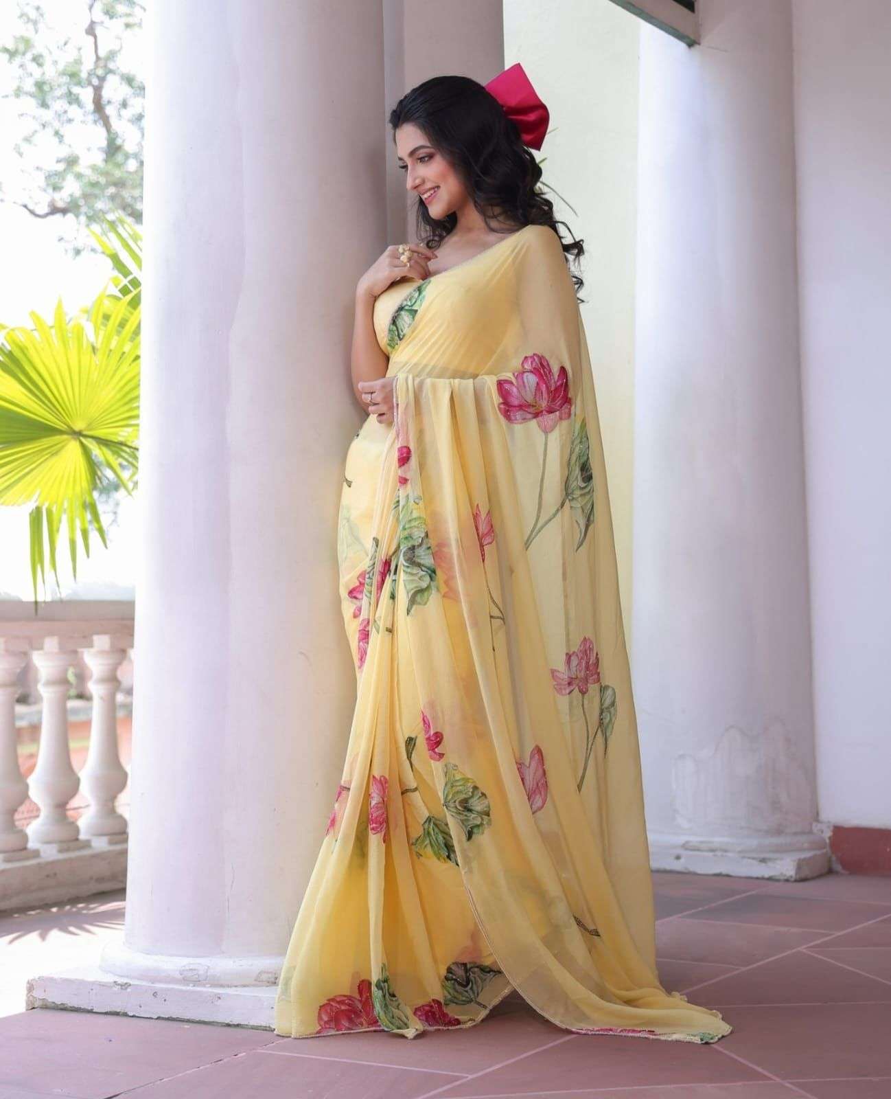 767 COLOUR BY ASLIWHOLESALE DESIGNER PURE ORGANZA SILK PRINTED SAREES-00285