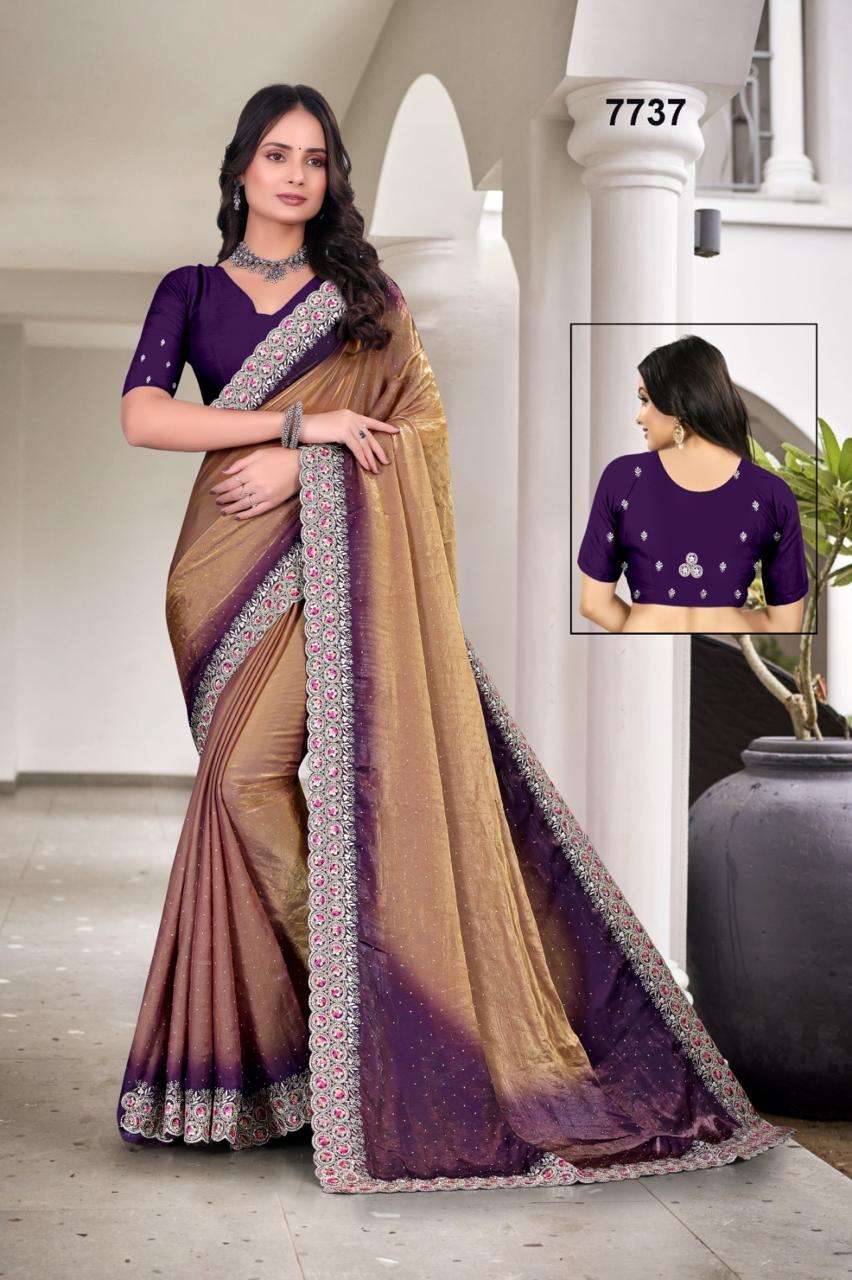 7737 COLOUR BY ASLIWHOLESALE DESIGNER PURE SATIN EMBROIDERY SAREES-00103