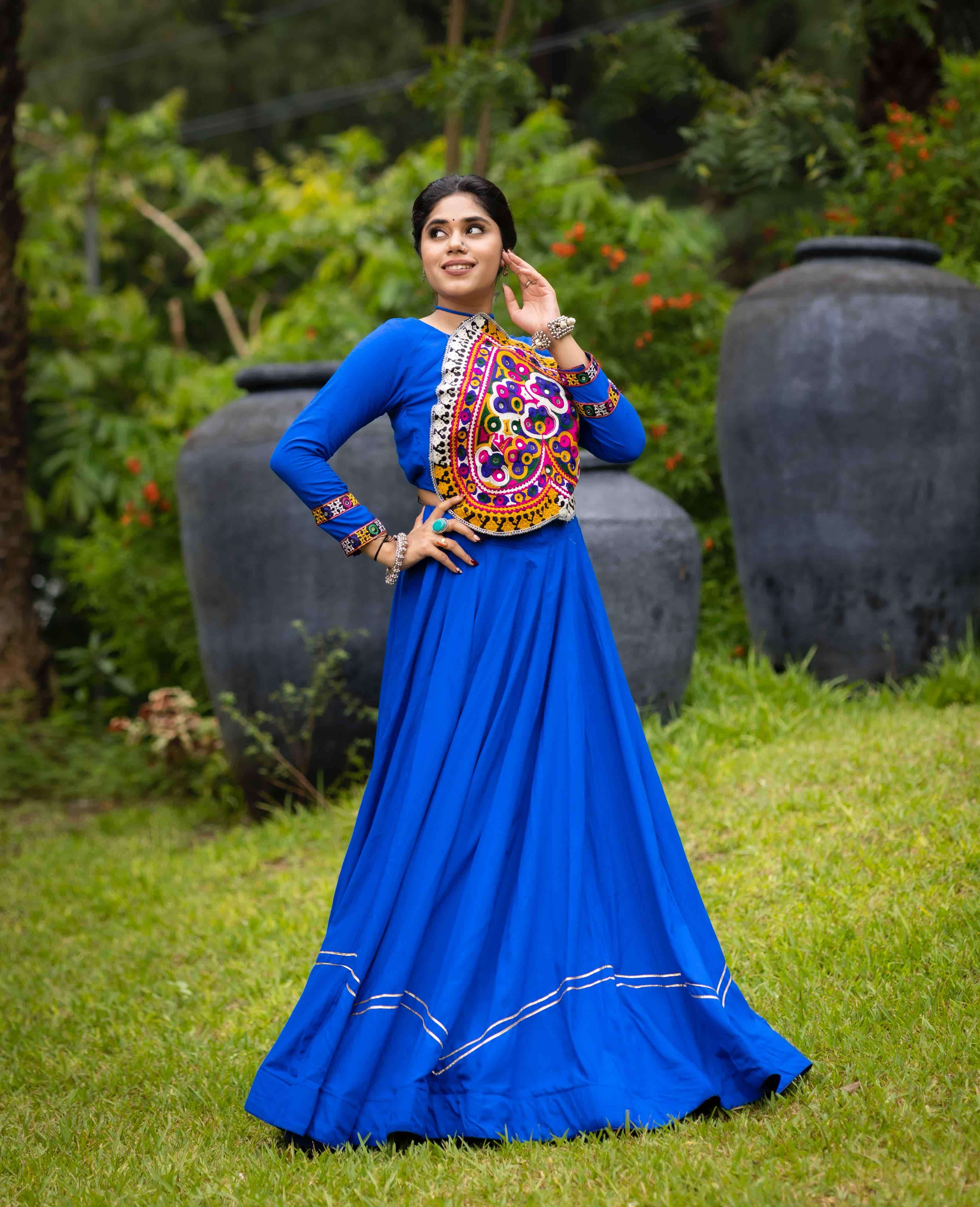 8056 COLOUR BY ASLWHOLESALE DESIGNER PURE RAYON COTTON NAVRATRI LEHENGA-00135