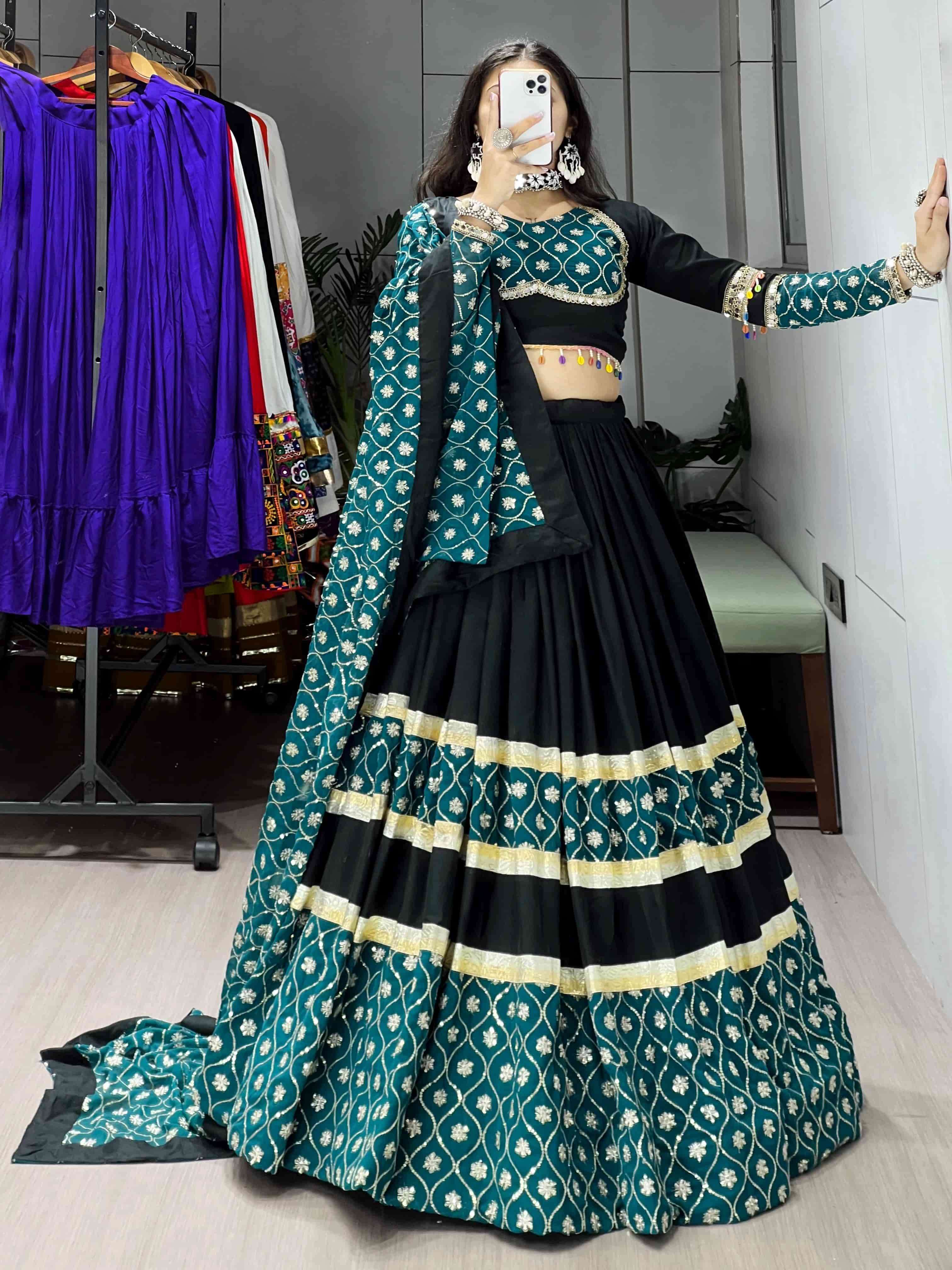 8067 COLOUR BY ASLIWHOLESALE DESIGNER PURE RAYON COTTON NAVRATRI LEHENGA-00135