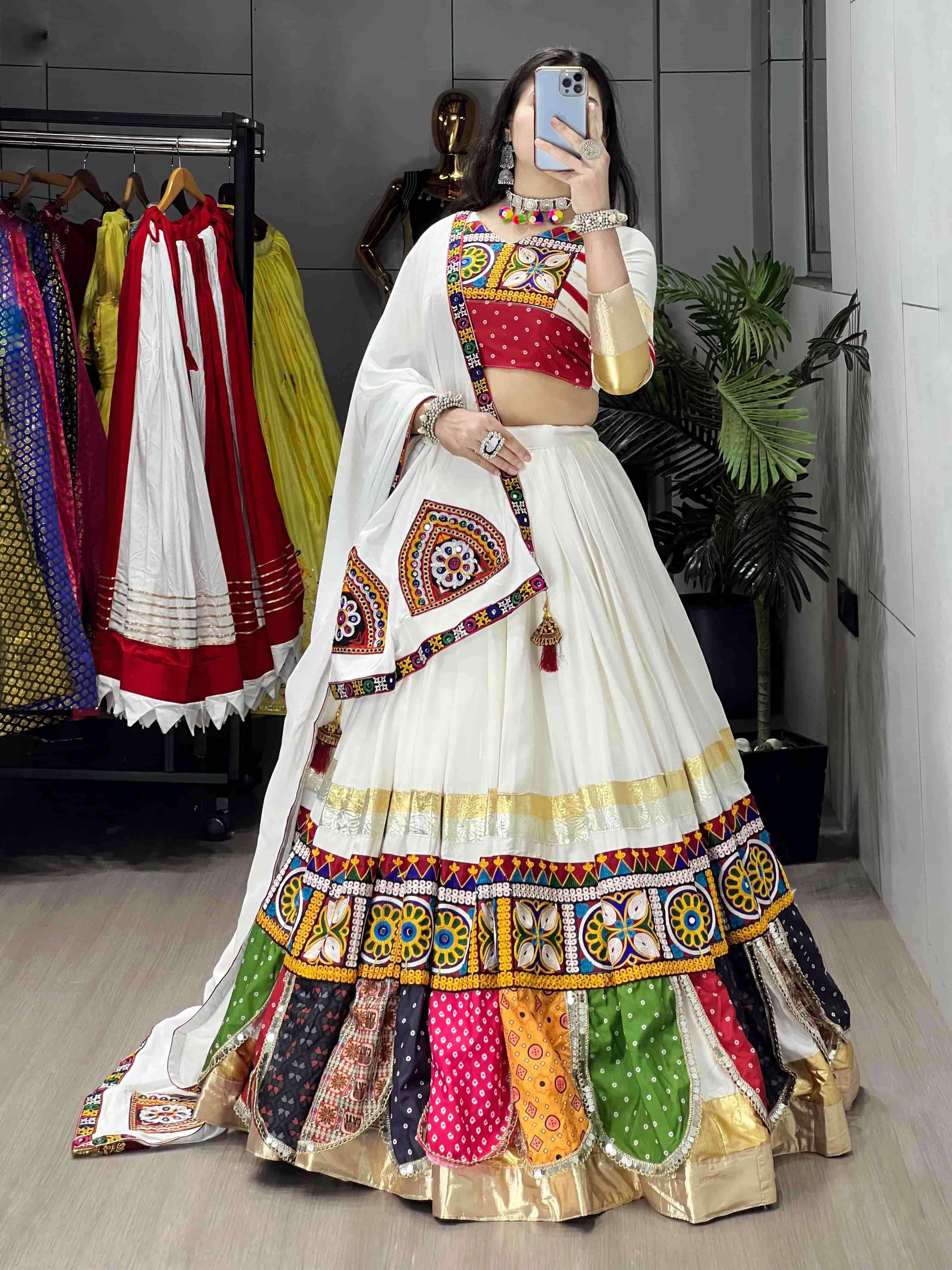 8068 COLOUR BY ASLIWHOLESALE DESIGNER PURE RAYON COTTON NAVRATRI LEHENGA-00135