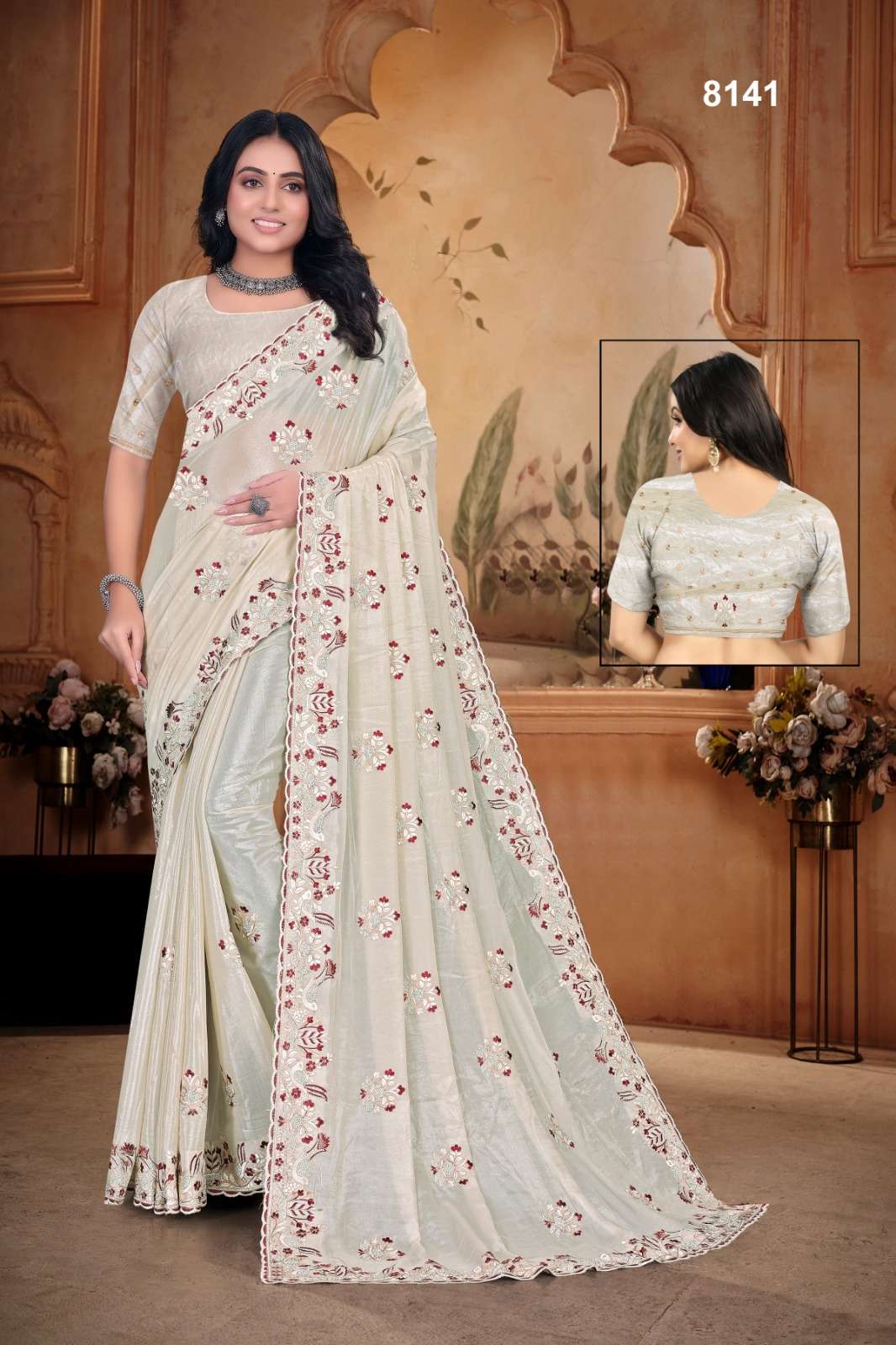 8141 COLOUR BY ASLIWHOLESALE DESIGNER PURE SOFT SILK EMBROIDERY SAREES-00103