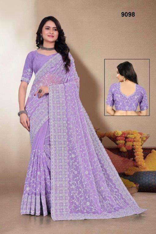 9098 COLOUR BY ASLIWHOLESALE DESIGNER PURE SATIN SEQUENCE SAREES-00103