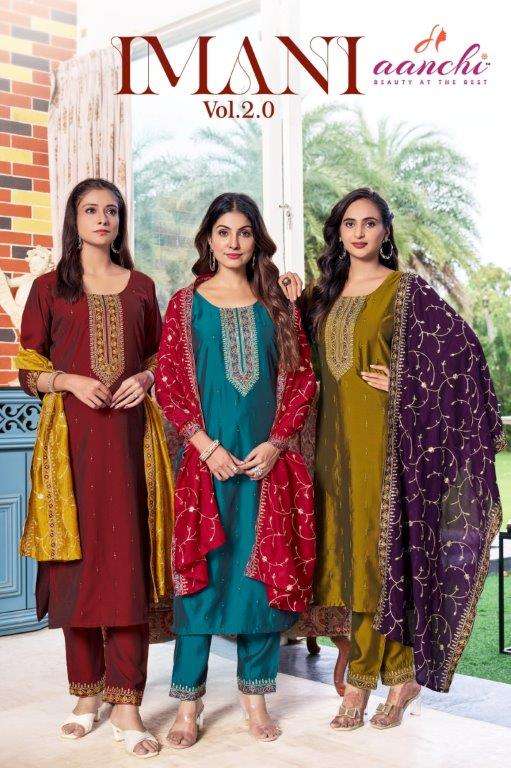 AANCHI IMANI 2.0 201 TO 204 SERIES PURE SILK EMBROIDERY DRESSES-00286