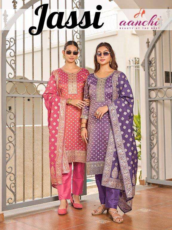 AANCHI JASSI PURE  SHIMMER BUTTI FANCY EMBROIDERY DRESSES-00286