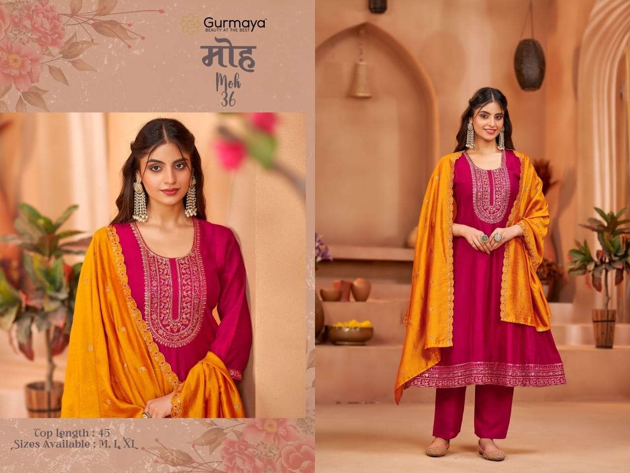 AANCHI MOH 33 TO 36 SERIES PURE VICHITRA SILK EMBROIDERY DRESSES-00286