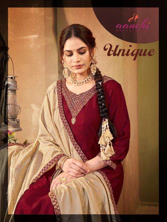 AANCHI UNIQUE 1001 TO 1004 SERIES PURE SILK EMBROIDERY DRESSES-00286
