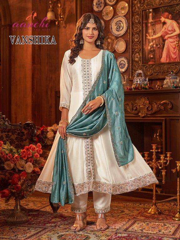 AANCHI VANSHIKA PURE VICHITRA SILK EMBROIDERY DRESSES-00286 