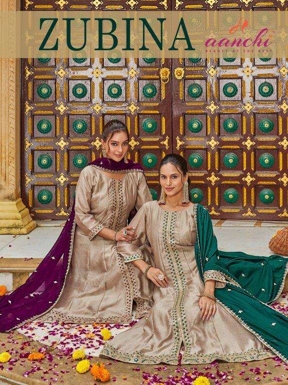 AANCHI ZUBINA PURE VICHITRA SILK EMBROIDERY DRESSES-00286