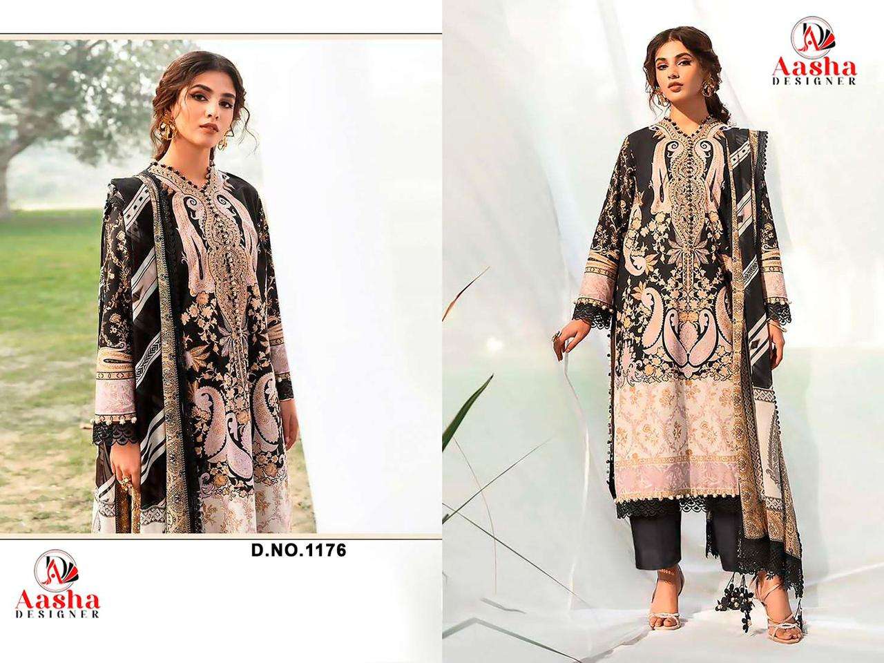 AASHA 1176 PURE COTTON PRINTED EMBROIDERY PAKISTANI DRESSES-00071