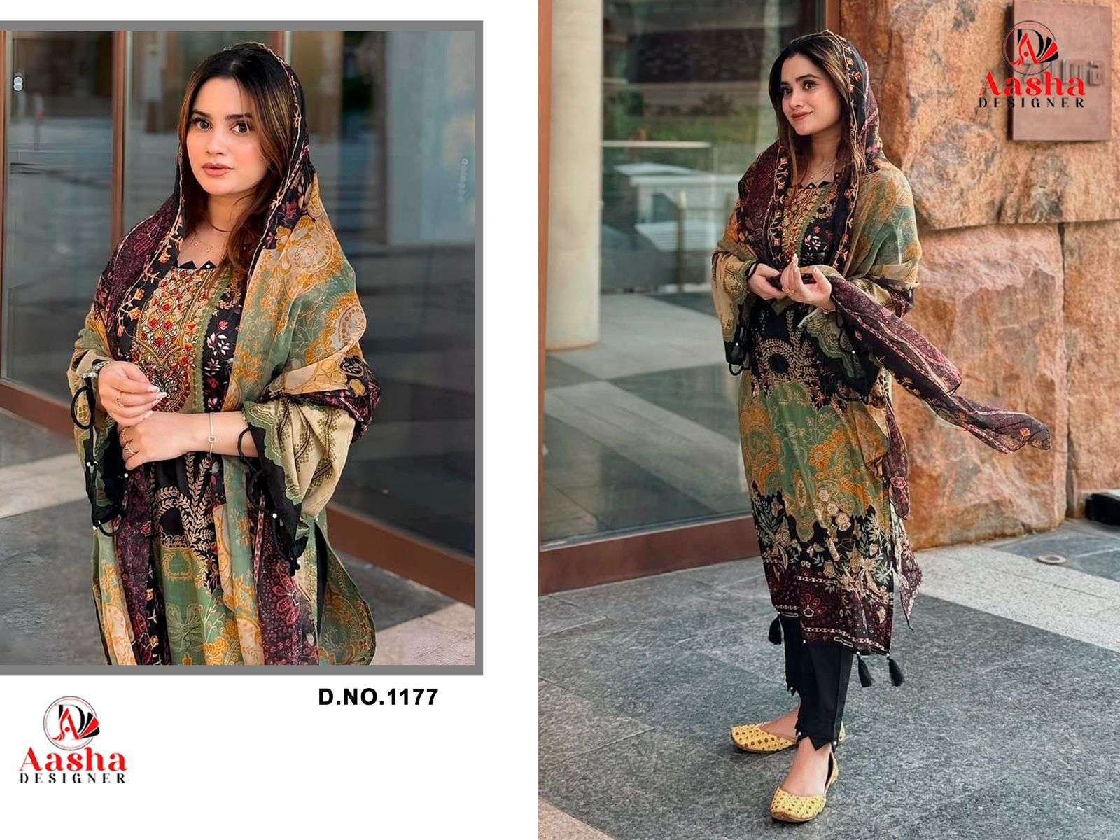 AASHA 1177 PURE COTTON PRINTED PAKISTANI DRESS-00201
