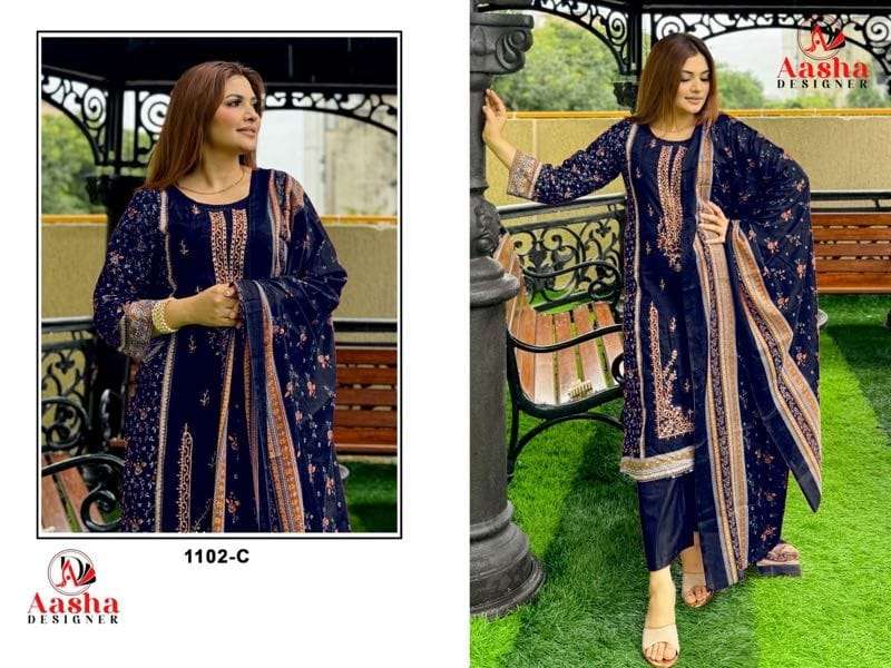 AASHA DESIGNER 1102 PURE COTTON PRINTED PAKISTANI DRESS-00062