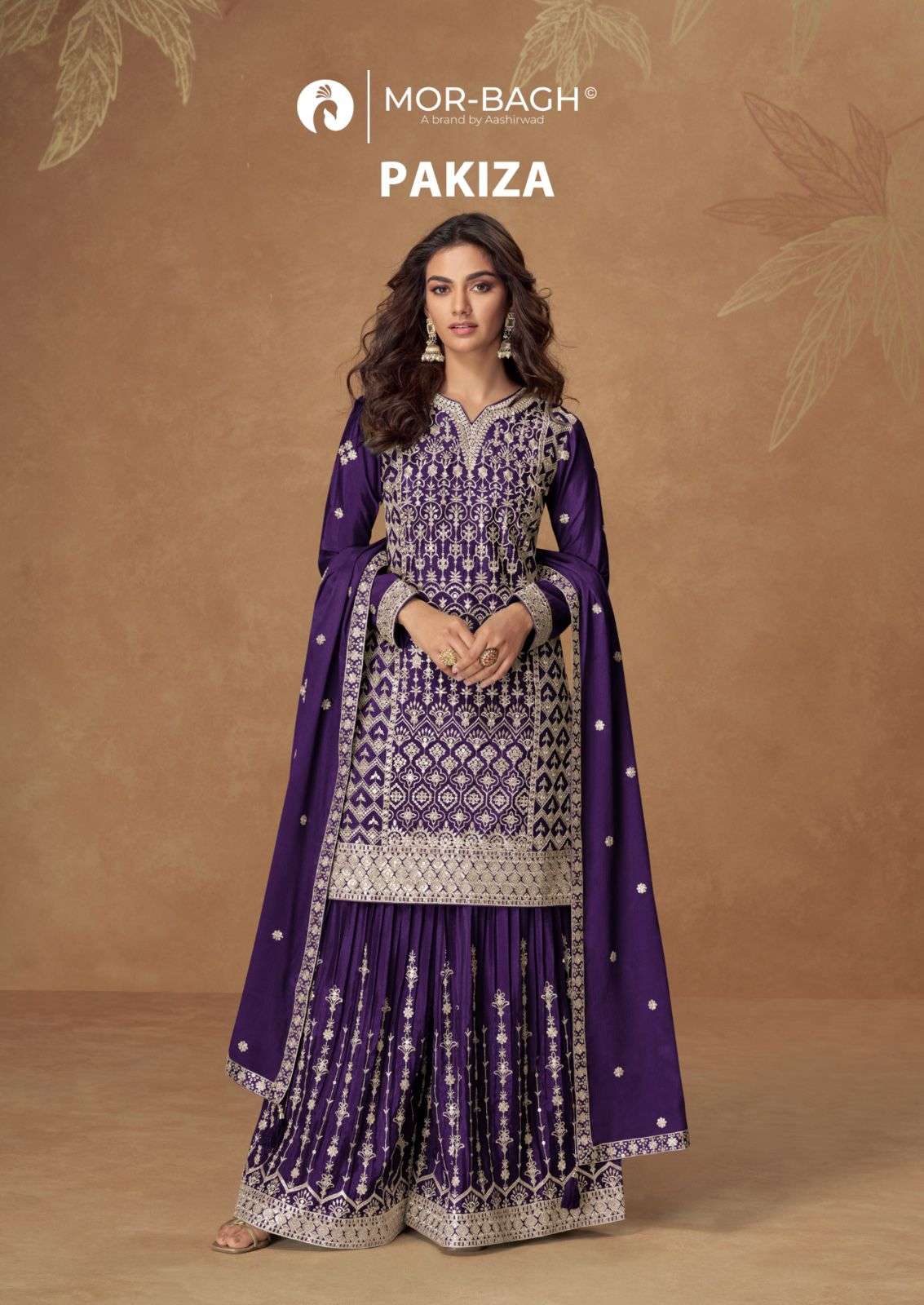 AASHIRWAD CREATION PAKIZA PURE CHINON SILK EMBROIDERY DRESSES-00150