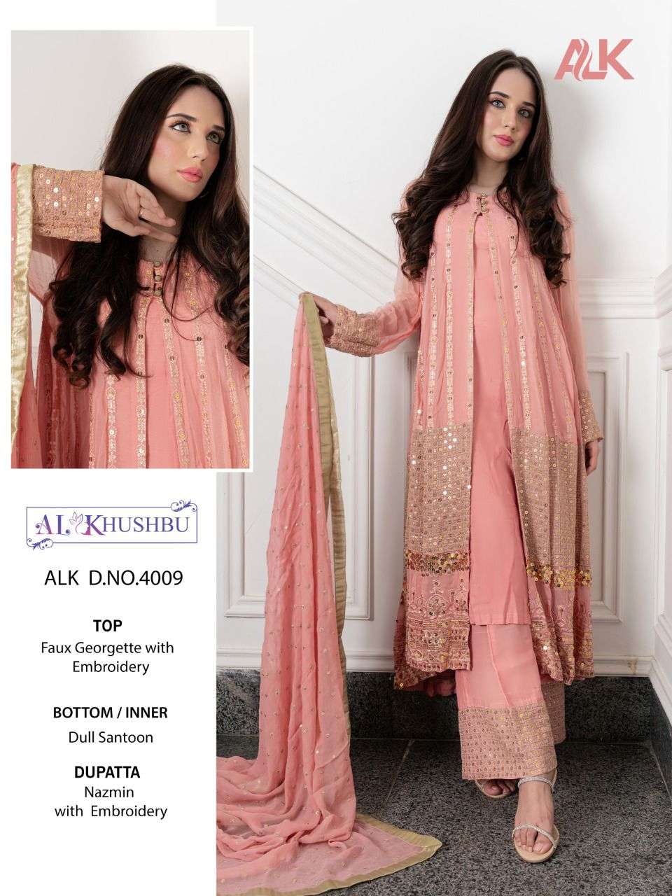 AL KHUSHBU QUEEN VOL-01 PURE GEORGETTE EMBROIDERY PAKISTANI DRESSES-00201