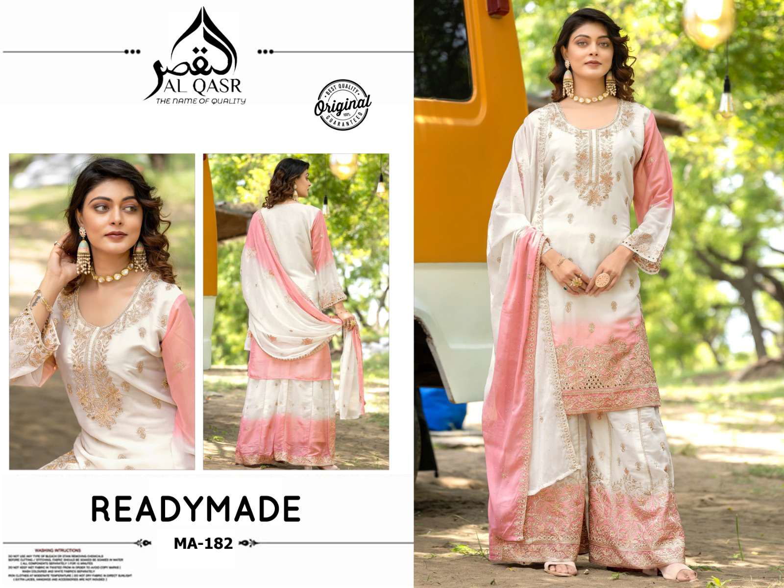 AL-QASR MA-182 PURE FAUX GEORGETTE EMBROIDERY PRINTED DRESSES-00245