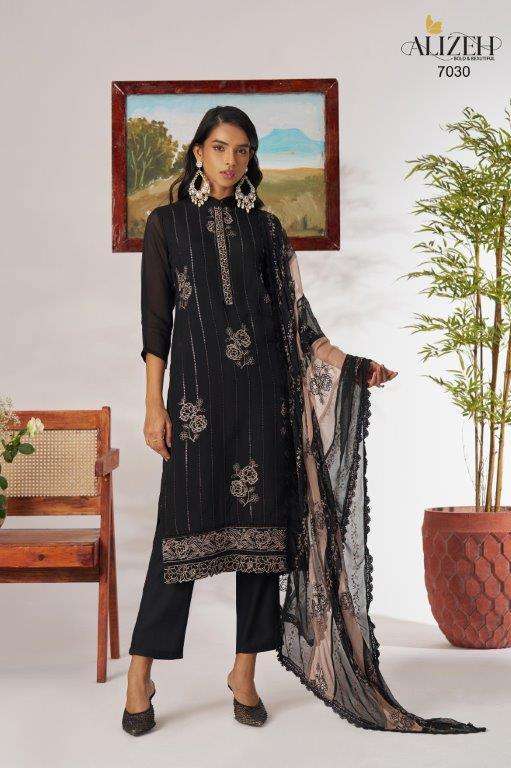 ALIZEH ROSE VOL-2 7030 TO 7031 SERIES PURE ORGANZA EMBROIDERY DRESSES-00001