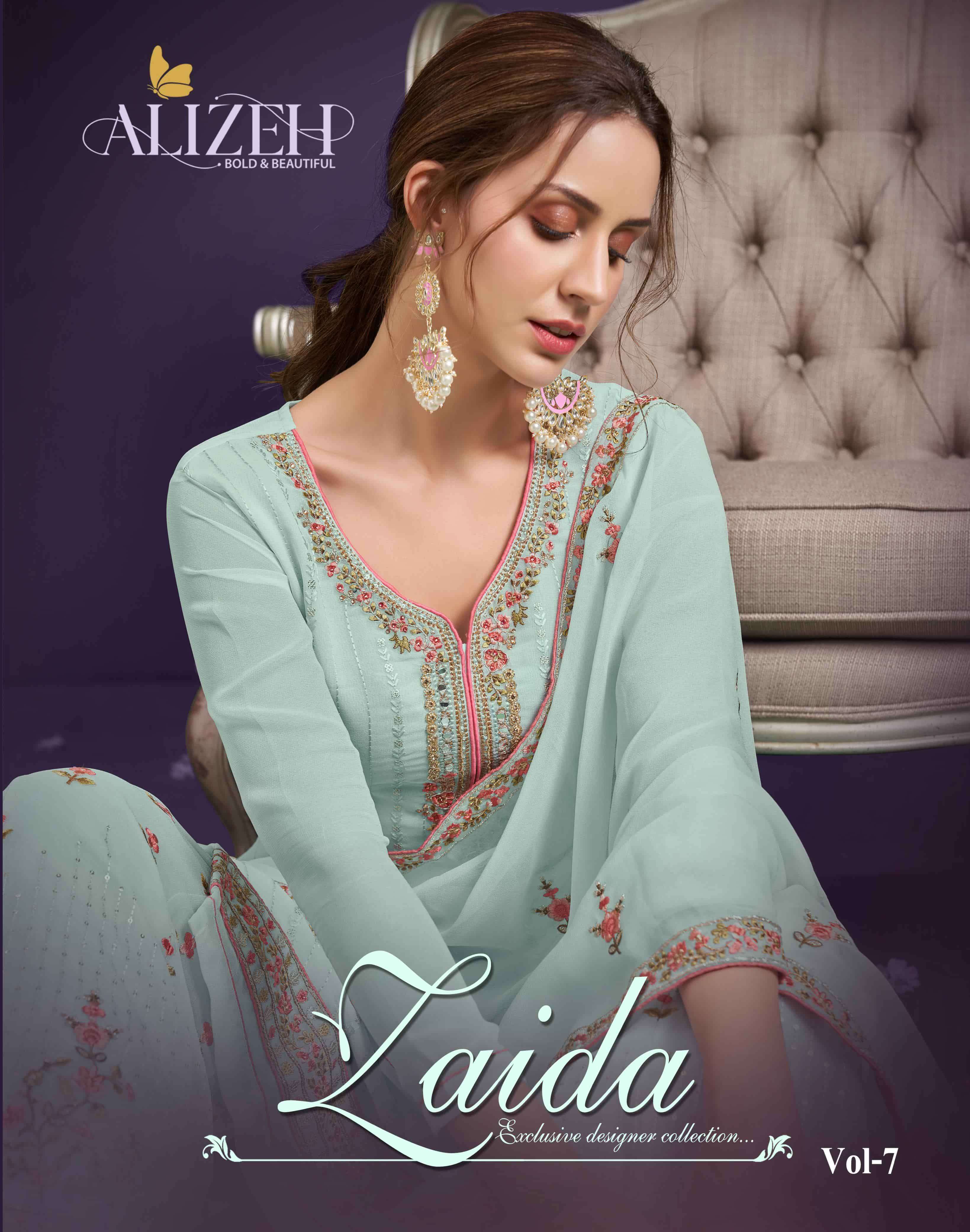 ALIZEH ZAIDA VOL-7 2027 TO 2029 PURE GEORGETTE EMBROIDERY DRESSES-00001
