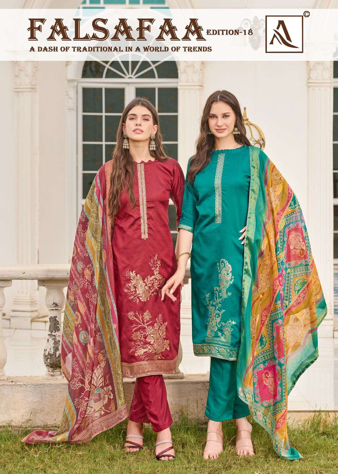 ALOK SUIT FALSAFAA VOL-18 PURE DOLA JACQUARD PAKISTANI DRESSES-00201