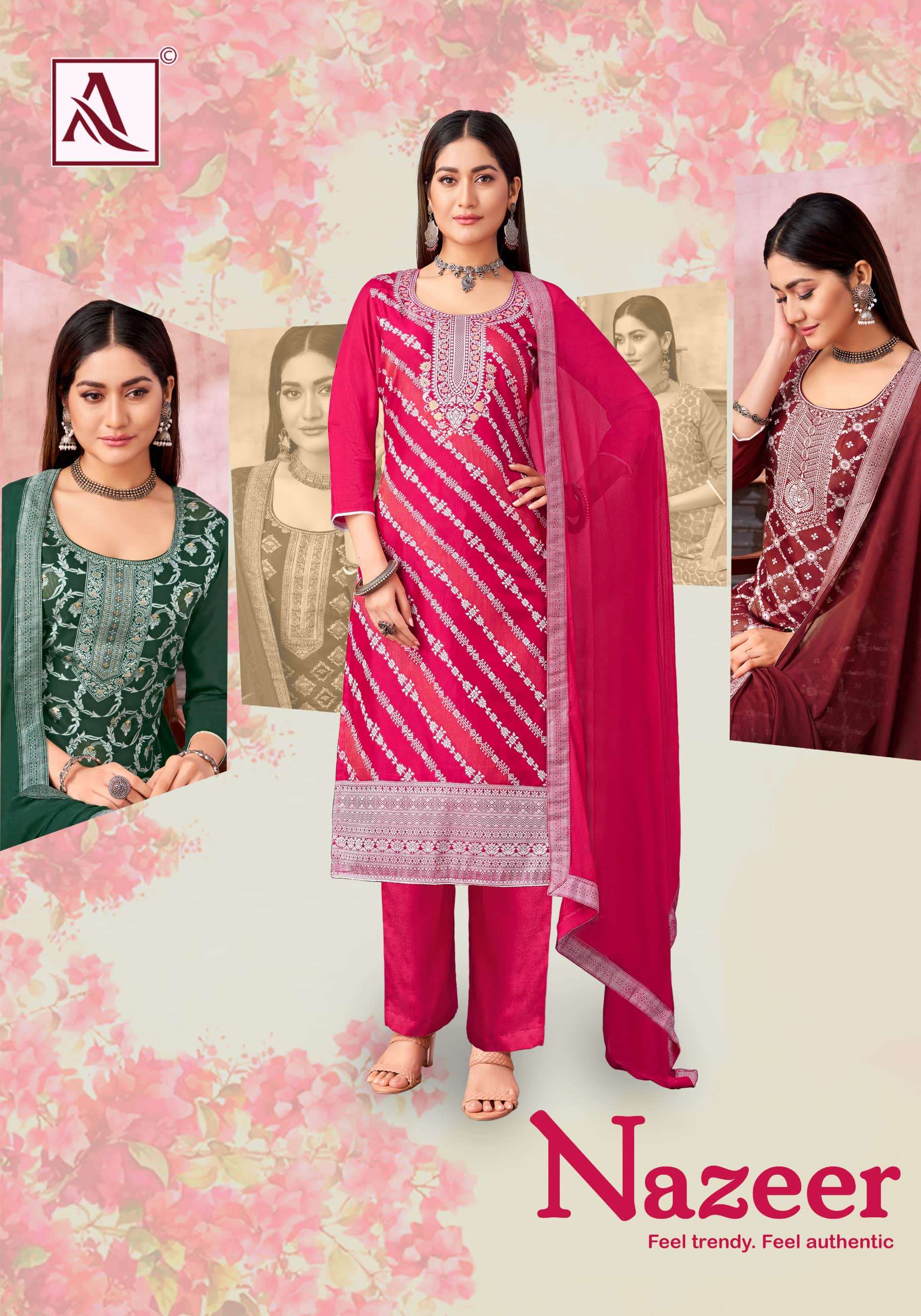 ALOK SUIT NAZEER PURE MUSLIN JACQUARD PAKISTANI DRESSES-00011
